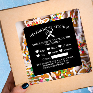 Food Safety Black Allergy Alert Bakery Sticker