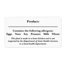 FOOD SAFETY LABELS Cottage Law Farmers Market