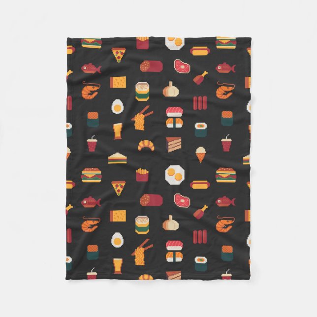 Food seamless pixel art pattern,fabric textures,is fleece blanket (Front)