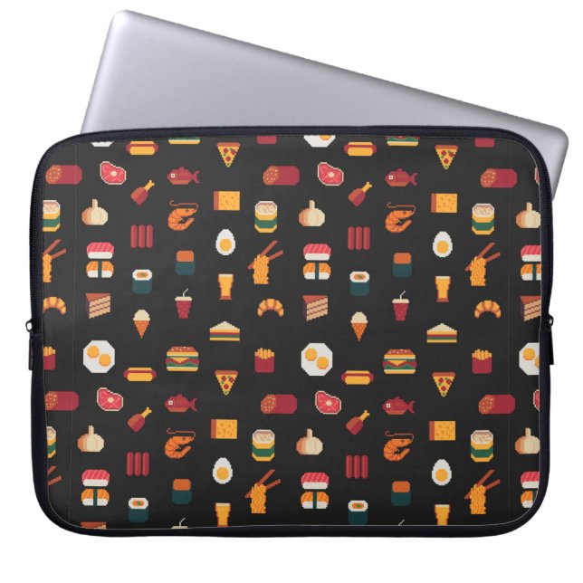 Food seamless pixel art pattern,fabric textures,is laptop sleeve (Front)