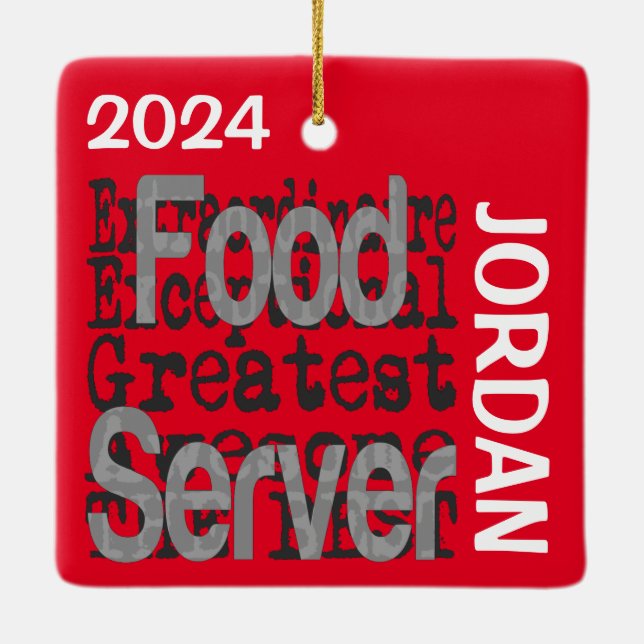 Food Server Extraordinaire CUSTOM Ceramic Ornament (Back)