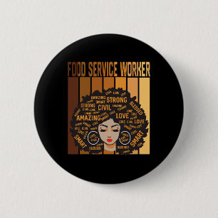 Food Service Worker Afro African Women Black Histo 6 Cm Round Badge