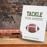 Food Sign | First Year Down Football Birthday<br><div class="desc">Get ready to 'Tackle Your Appetite' with our Football-Inspired Table Top Sign—a playful addition that perfectly complements the 'First Year Down' celebration, inspired by the thrilling world of American football. This sign isn't just a decoration; it's a spirited invitation to indulge and enjoy. Thoughtfully designed, this tabletop sign seamlessly captures...</div>