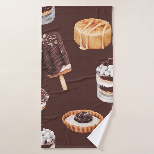 food sketch delicious beautiful desserts and pastr bath towel (Bath Towel)