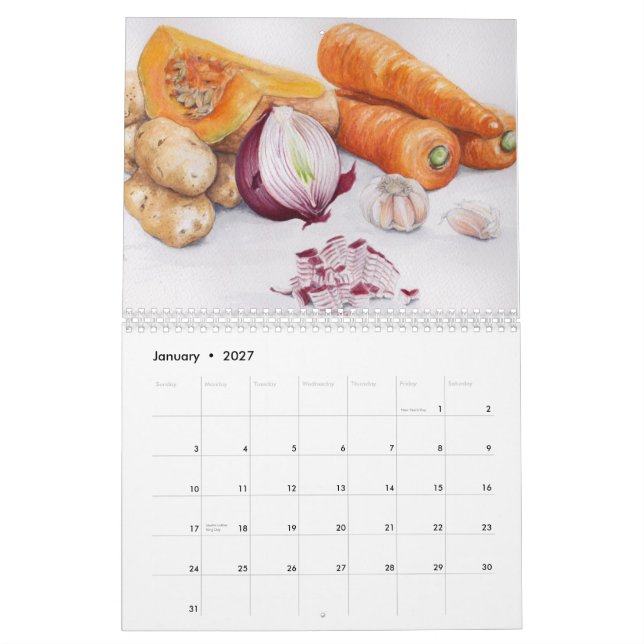 Food Sketches Calendar (Jan 2027)