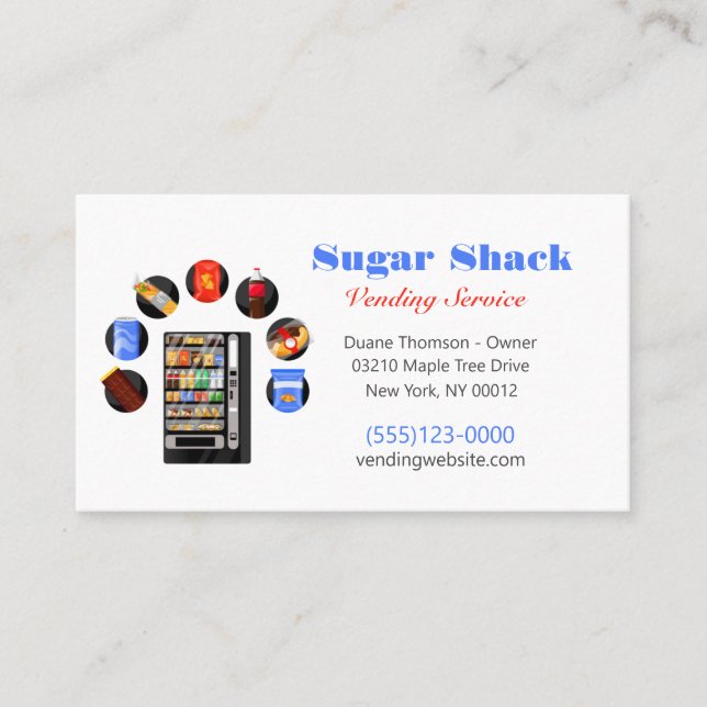 Food Snack Vendor Vending Machine Business Card (Front)
