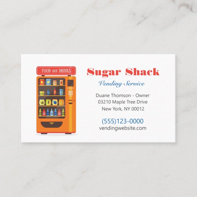 Food Snack Vendor Vending Machine Service Business Card (Front)