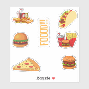 Food Stickers Pack, Cute Fast Food Stickers