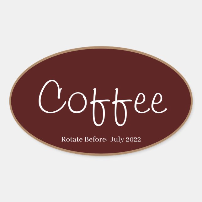 Food Storage Kitchen Stickers-Coffee Oval Sticker (Front)