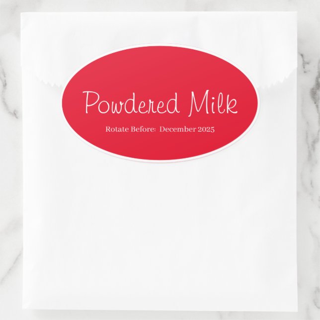 Food Storage Kitchen Stickers-Powdered Milk Oval Sticker (Bag)