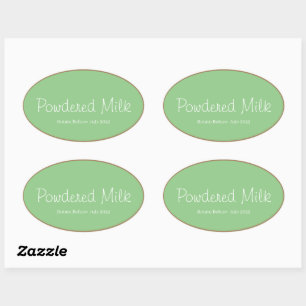 Food Storage Kitchen Stickers-Powdered Milk Oval Sticker