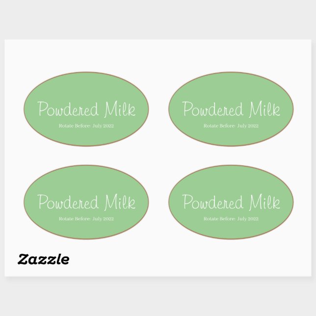 Food Storage Kitchen Stickers-Powdered Milk Oval Sticker (Sheet)