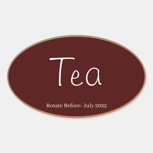 Food Storage Kitchen Stickers-Tea Oval Sticker (Front)
