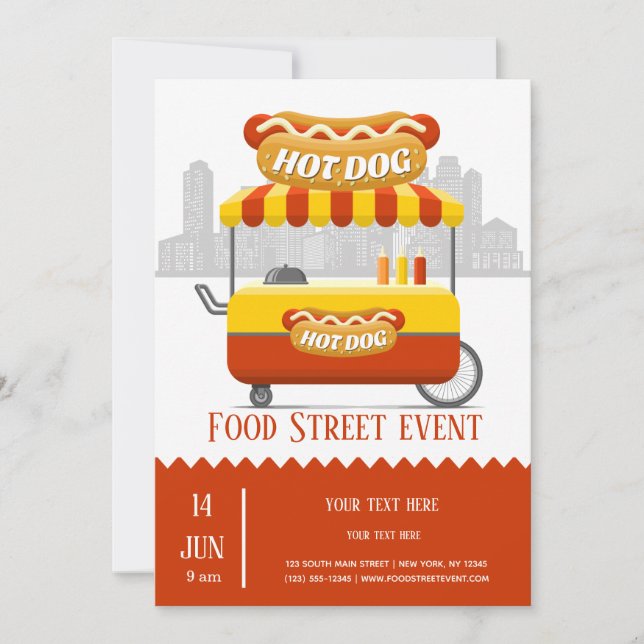 Food street hotdog invitation (Front)