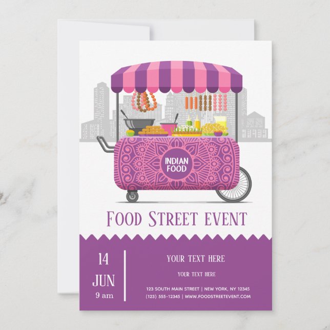 Food street indian food invitation (Front)