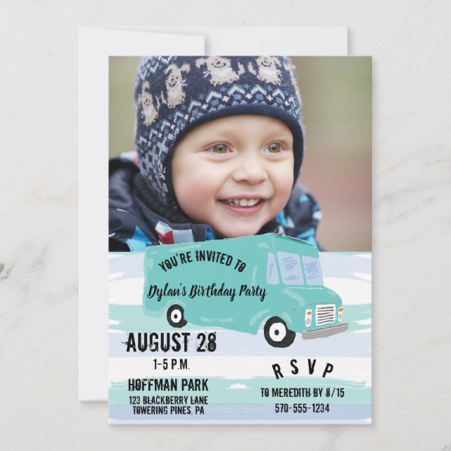 Food Truck Birthday Party Photo Invitation (Front)