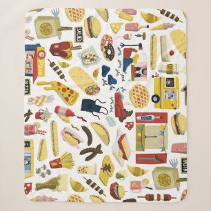 Food Truck Fest: Cartoon Pattern Sherpa Blanket