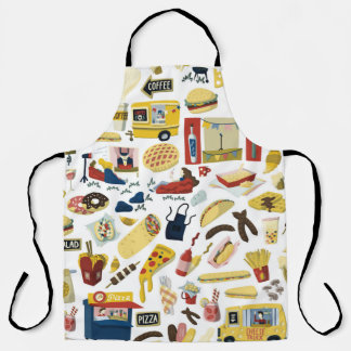 Food truck festival cartoon hand drawn elements se apron