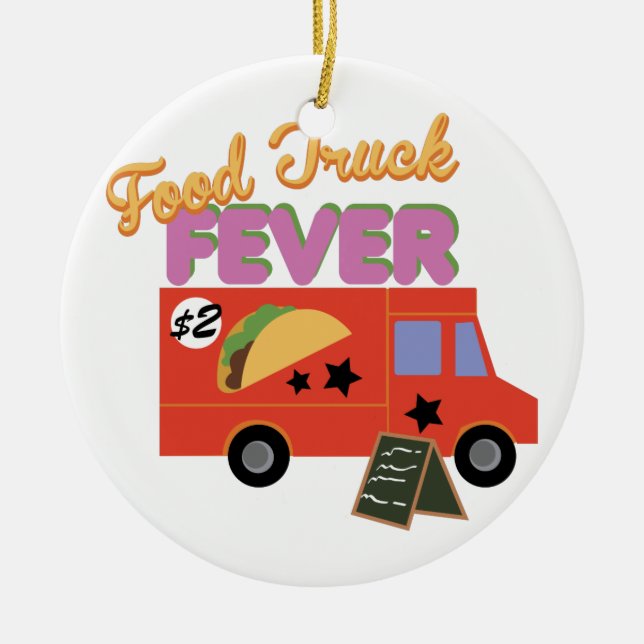Food Truck Fever Ceramic Tree Decoration (Front)