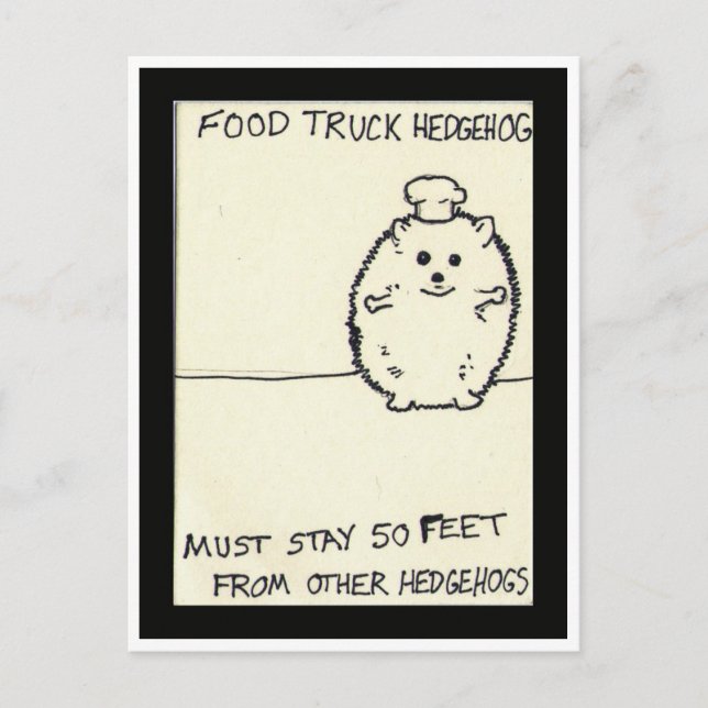 Food Truck Hedgehog is Lonely Postcard (Front)
