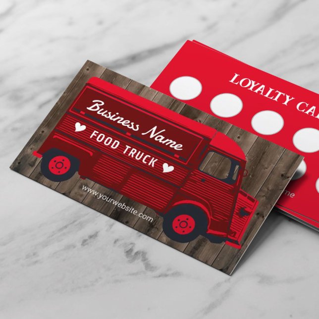 Food Truck Outdoor Kitchen Van Catering Red Loyalty Card (Creator Uploaded)