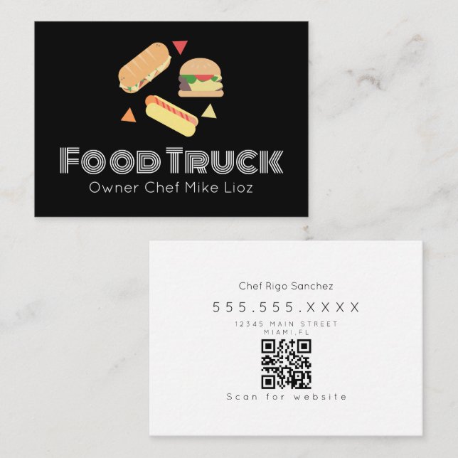 Food Truck Owner Burger  Business Card (Front/Back)