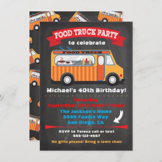 Food Truck Party Invitations (Front/Back)