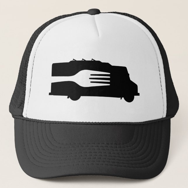 Food Truck: Side/Fork (Black/White) Trucker Hat (Front)