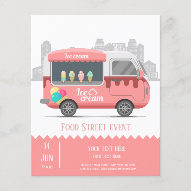 Food truck street ice cream flyer (Front)