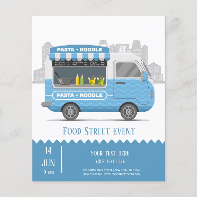 Food truck street pasta noodle flyer (Front)
