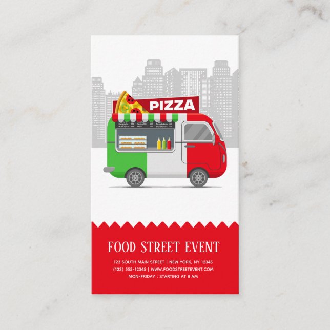 Food truck street pizza business card (Front)