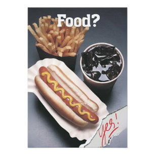 Food? Yes! Funny Hot Dog & Fries Art Print