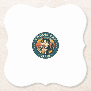 Foodie Cat Cute Kitty Design - Foodie Cat Club_1 Paper Coaster
