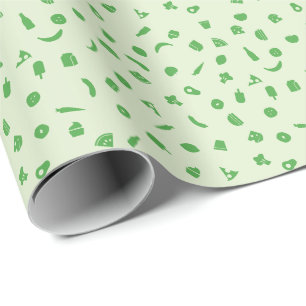Foodie Christmas Pattern Editable Colour Wrapping Paper