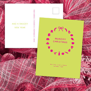 Foodie Christmas Wreath Editable Colour Festive Holiday Postcard