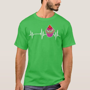 Foodie Cupcake Lover Heartbeat Baking Dessert Cupc T-Shirt