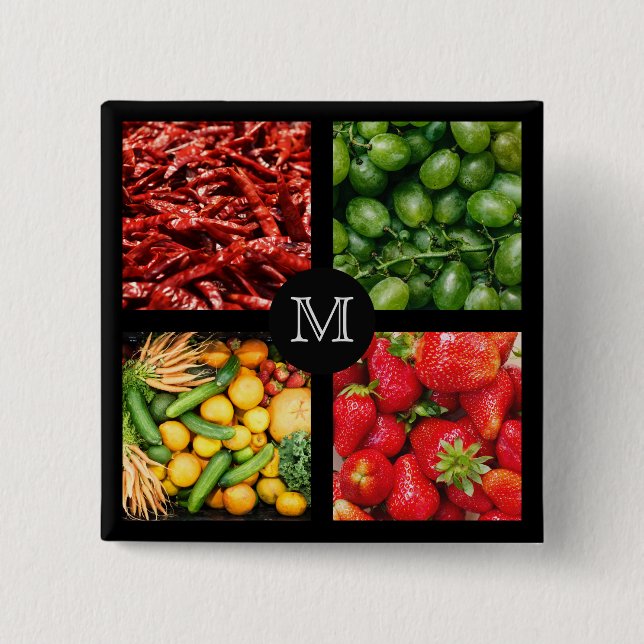 Foodie custom monogram button 6 (Front)