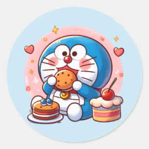 Foodie Doraemon Classic Round Sticker