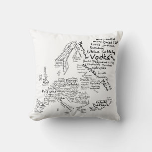 Foodie European Cuisine Food Map Cushion