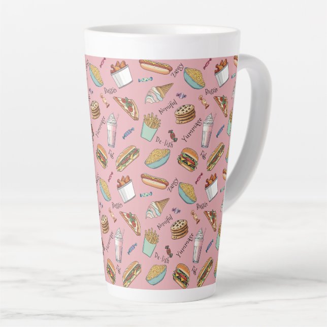 Foodie Faves Fabulous Pattern Latte Mug (Right Angle)