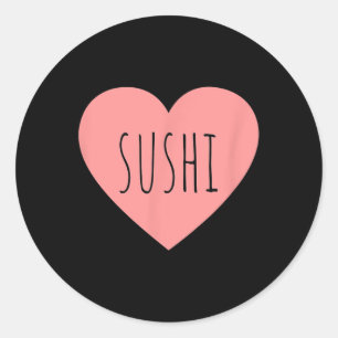 Foodie Heart Pink Minimalist Sushi Lover Girls I L Classic Round Sticker