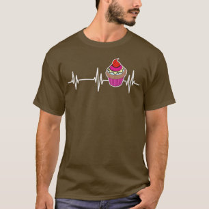 Foodie Heartbeat Dessert Baker Cupcake Lover Cupca T-Shirt