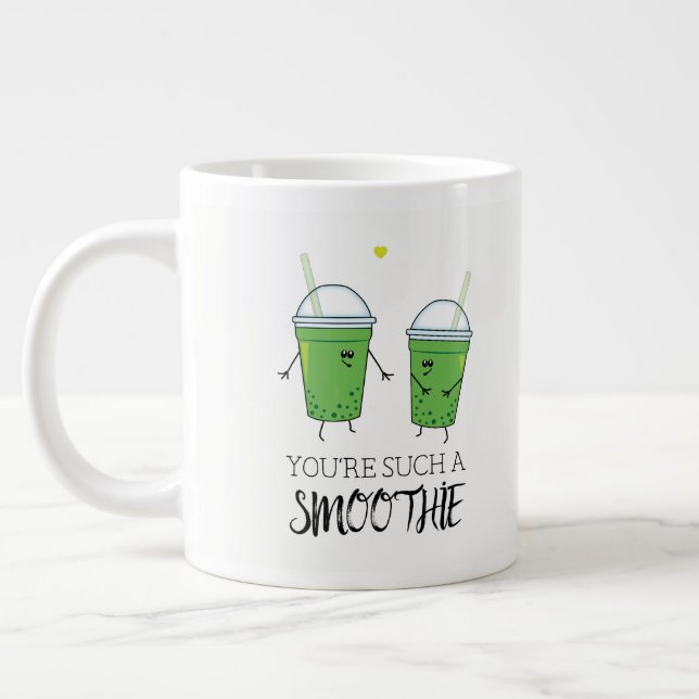 Foodie Humour Flirting Green Smoothies Cartoon Large Coffee Mug (Left)