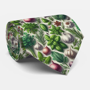 Foodie Kitchen Neck Tie   Fresh Garden Herbs 