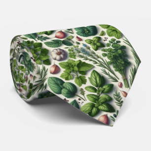 Foodie Kitchen Neck Tie   Fresh Garden Herbs 