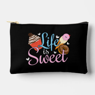 Foodie Life is Sweet Baking Quote - Cupcake Art Accessory Pouch