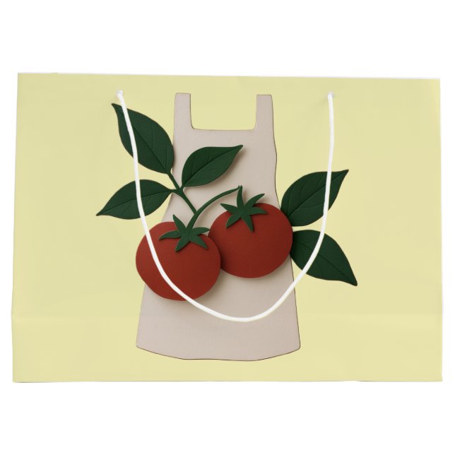 Foodie Lovers — Apron & Tomatoes  Large Gift Bag (Back)