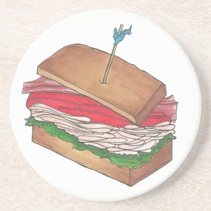 Foodie Turkey Club Sandwich Shop Diner Deli Lunch Coaster