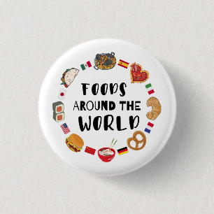 Foods around the world 3 cm round badge