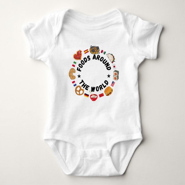 Foods around the world baby bodysuit (Front)